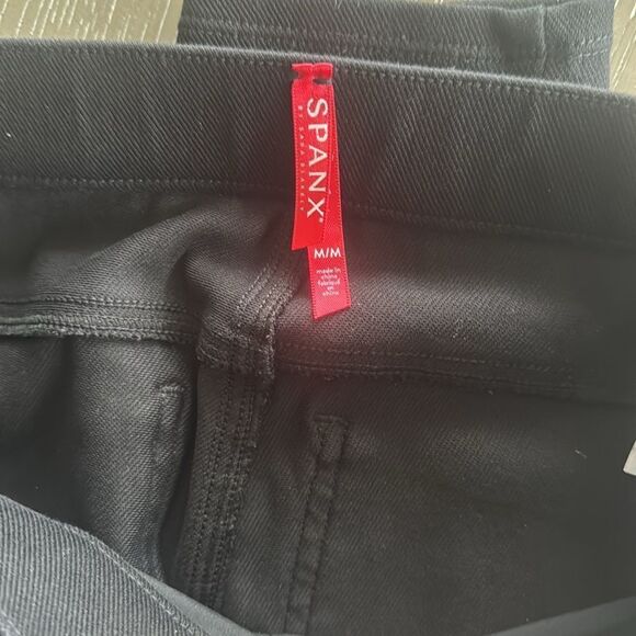 SPANX Jean-ish Pull On Ankle Leggings Black Denim Comfortable Women's Size M EUC - Picture 11 of 14